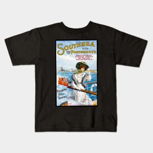 Vintage Travel Poster  - Portsmouth Kids T-Shirt